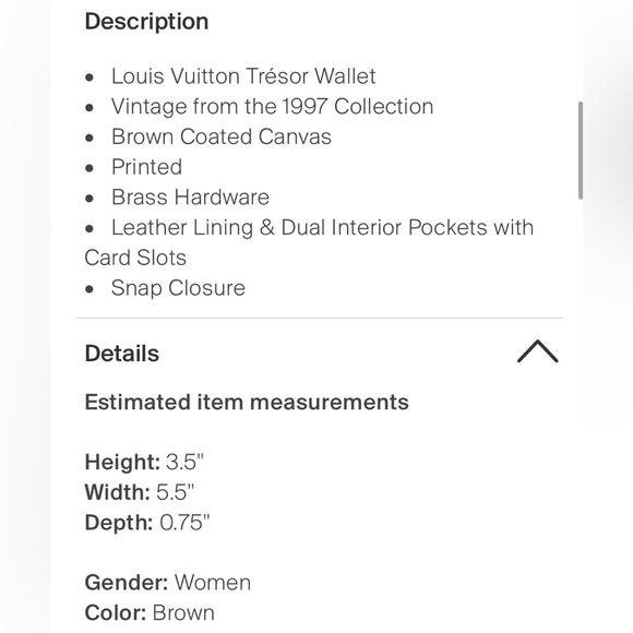 Louis Vuitton Trésor Wallet
• Vintage from the 1997 Collection - Picture 2 of 2